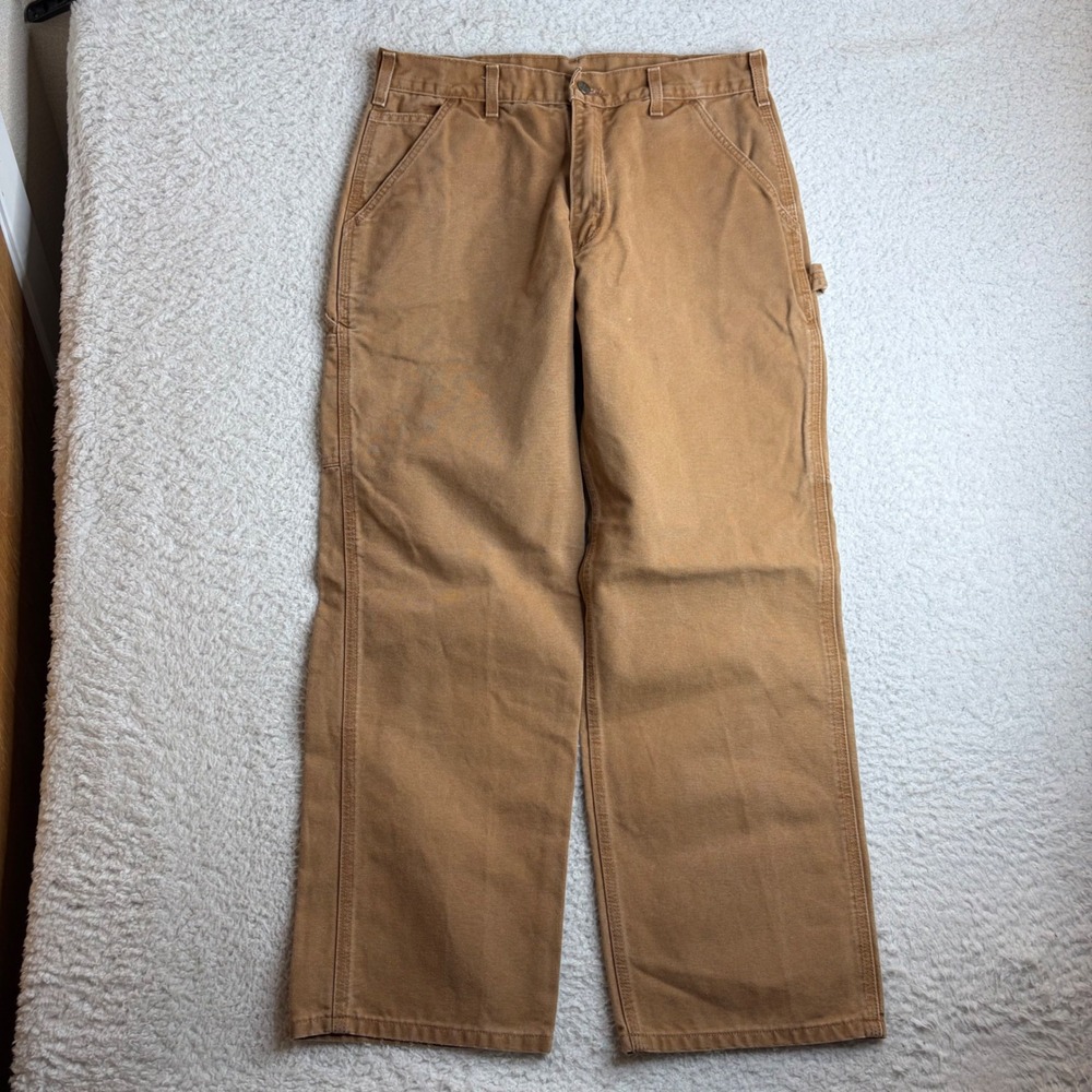 Carhartt B11-BRN Loose Original Fit Carpenter Pants Brown Canvas 34x30 (32x29) - Picture 3 of 8